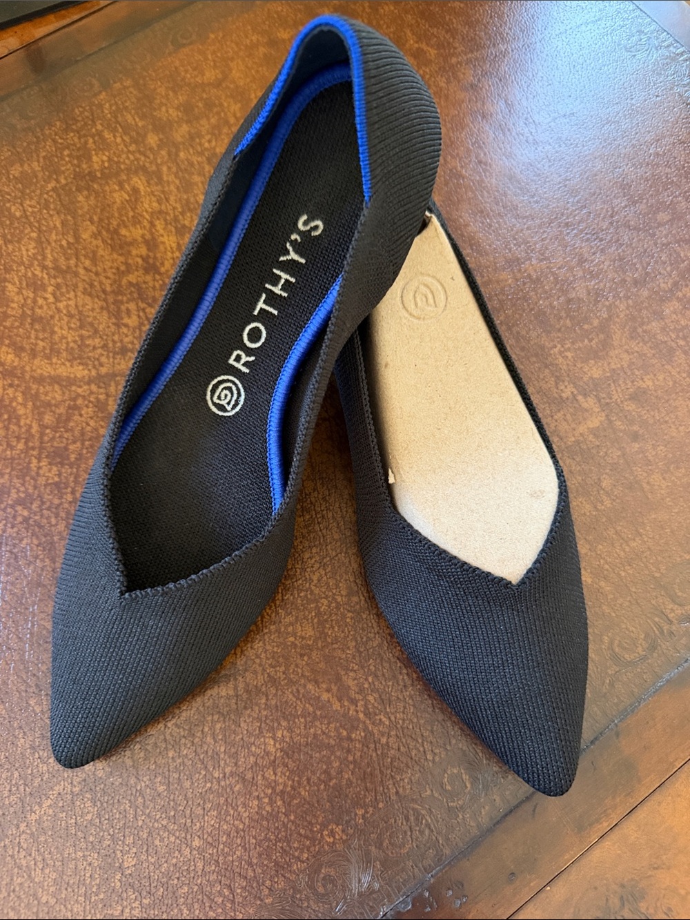 Rothy's THE  POINT Classic Black Flats Size 9